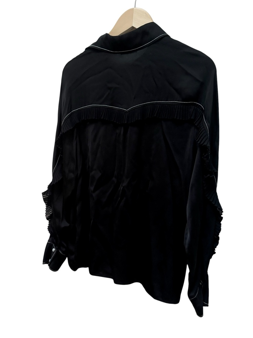 Sandro Rafi Black Ruffle Western Blouse - Picture 8 of 15